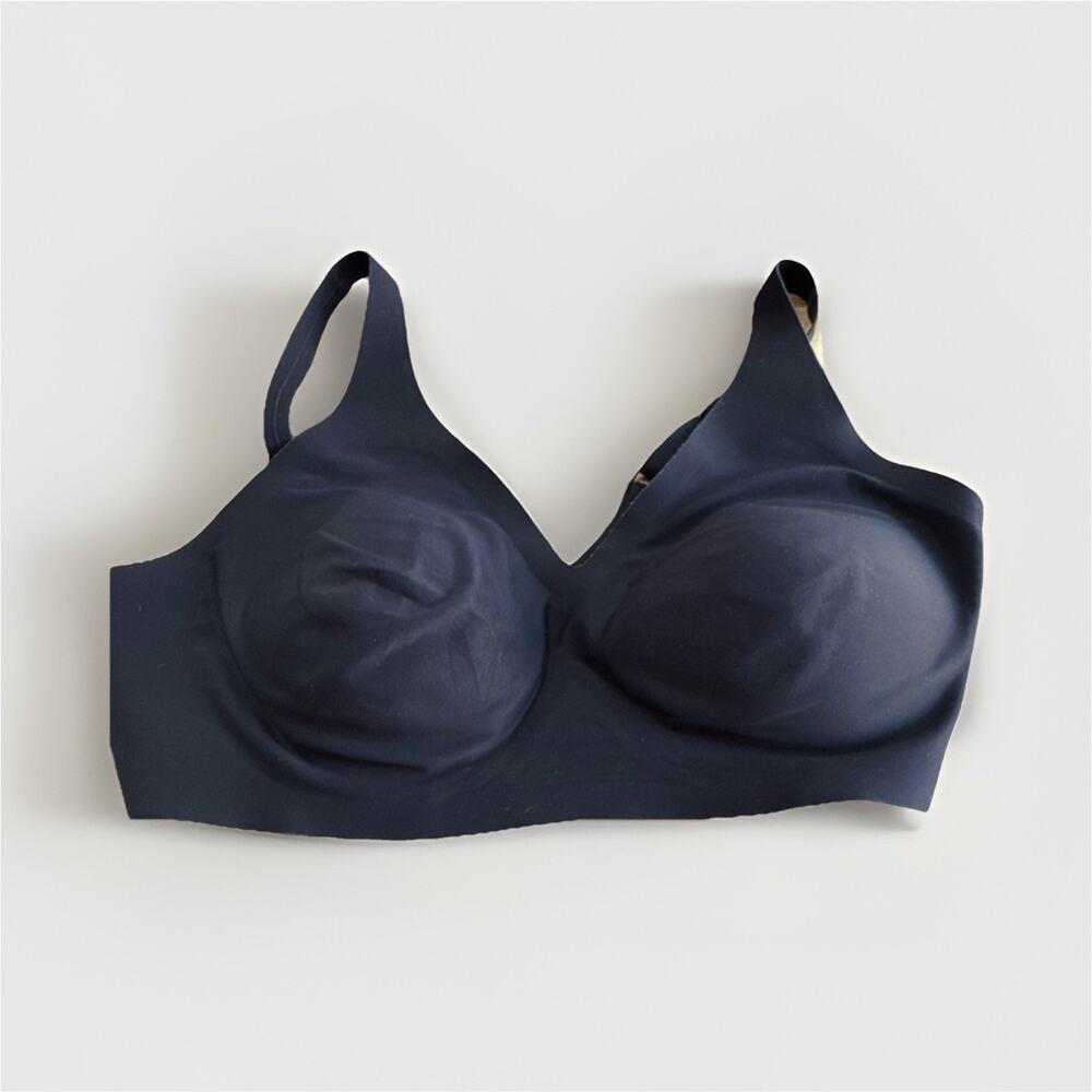 Knix XL++ Black Wireless v neck T-Shirt Bra Hook & Eye Closure Nylon Lycra